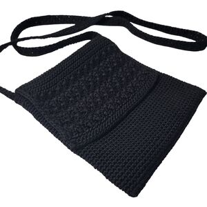 Worthington Vtg Boho Vintage Crossbody Foldover Flap Small Black Purse